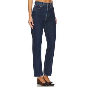 AGOLDE 90s Pinch Waist Straight Leg Jeans High Rise Button Fly Pendulum Blue